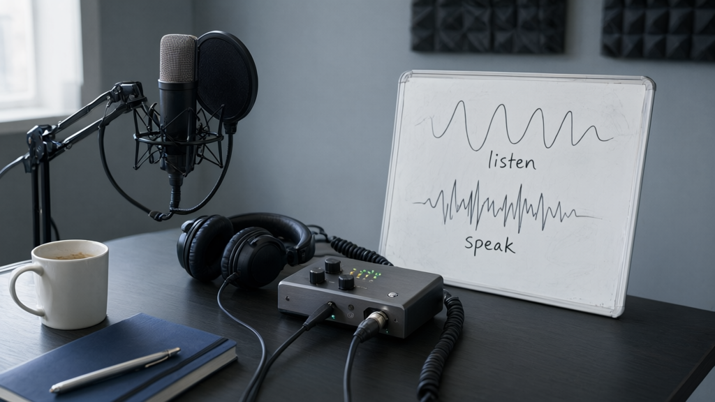 Symbolic image: listening and speaking at the same time – one model instead of an STT–LLM–TTS chain.